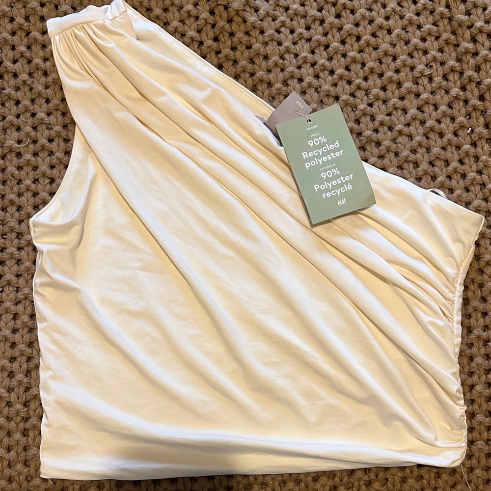 H&M Off-White One-Shoulder Top
